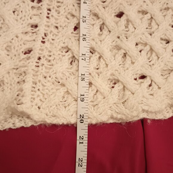 Free People Size S Cream Crochet Oversized Cropped Sweater - Picture 7 of 10